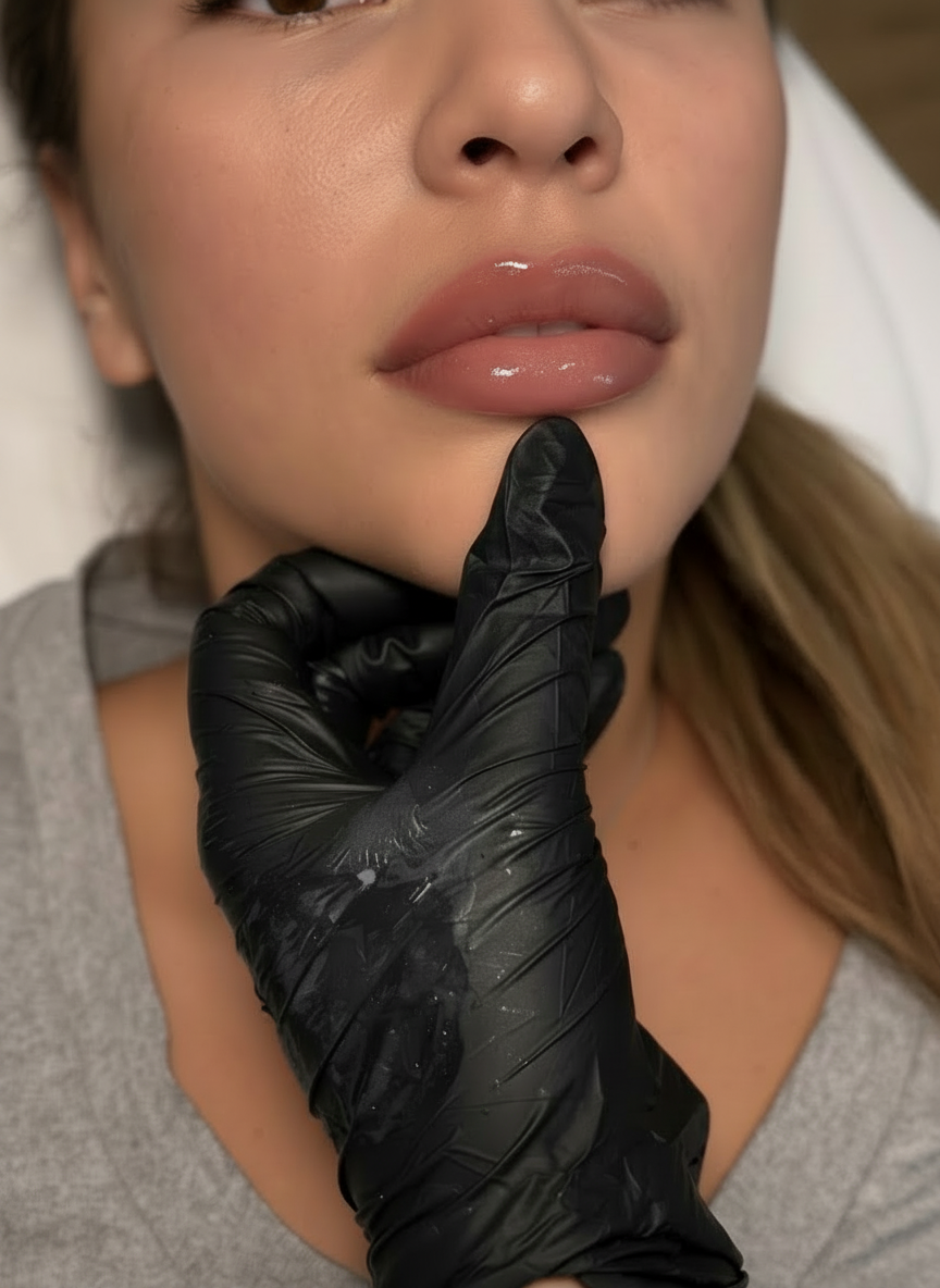 Lip blush result close-up — The Needle Clinic